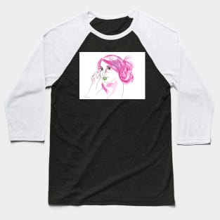 Girl With A Messy Bun - Pink Palette Baseball T-Shirt